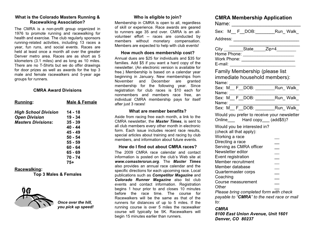 What Is the Colorado Masters Running & Racewalking Association (CMRA)