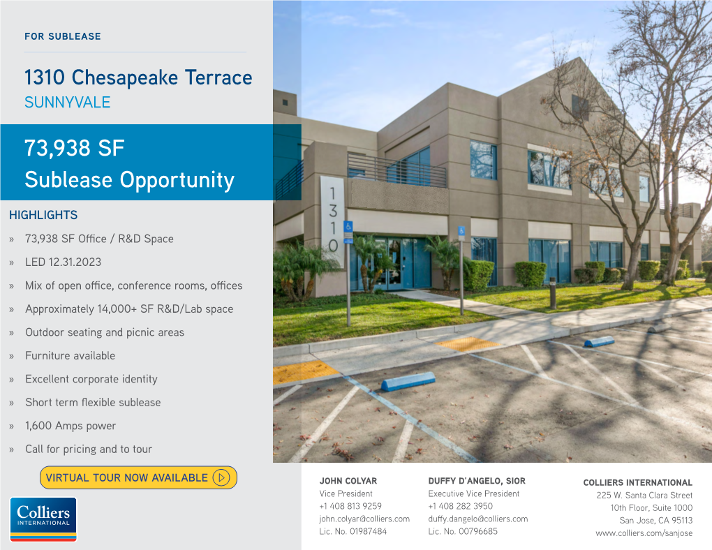 73,938 SF Sublease Opportunity