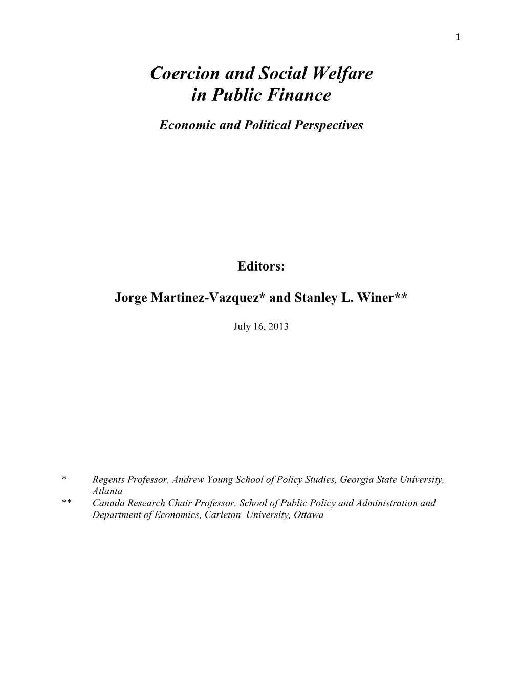 Coercion and Social Welfare in Public Finance