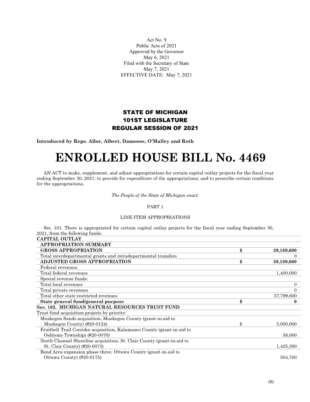 ENROLLED HOUSE BILL No. 4469