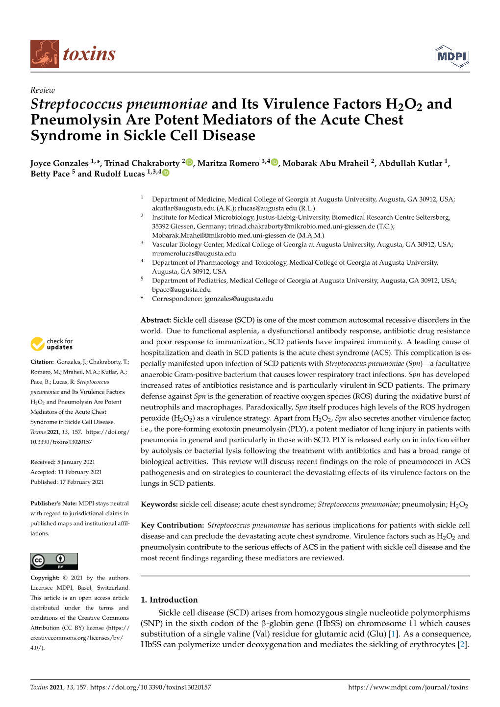 Streptococcus Pneumoniae and Its Virulence Factors H2O2 and Pneumolysin Are Potent Mediators of the Acute Chest Syndrome in Sickle Cell Disease