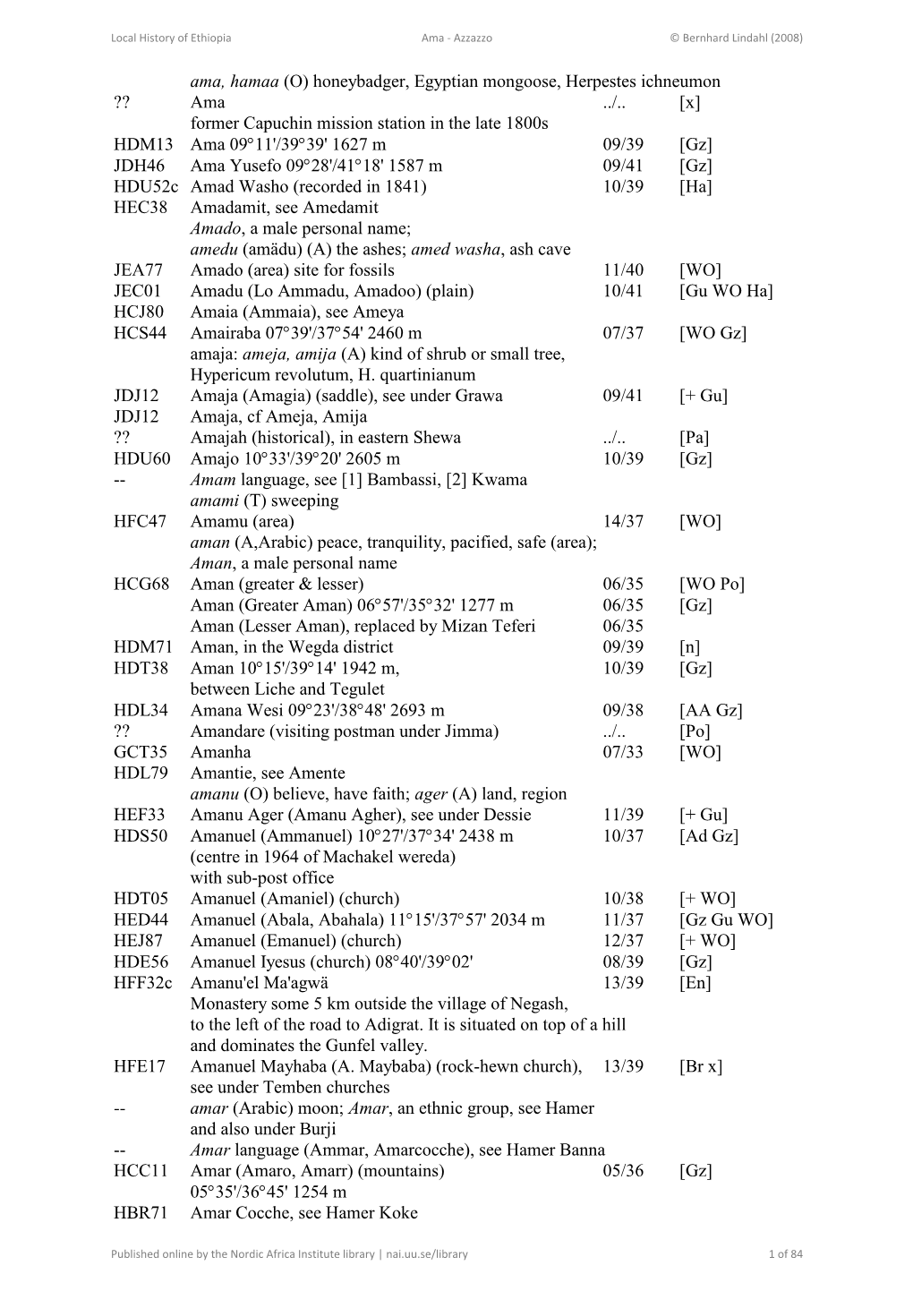 Local History of Ethiopia Ama - Azzazzo © Bernhard Lindahl (2008)