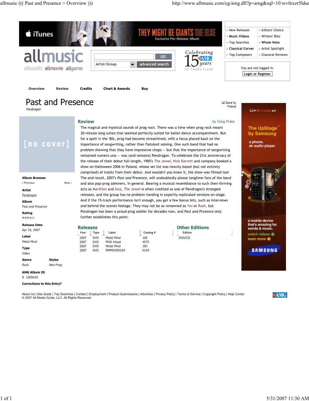 Allmusic ((( Past and Presence > Overview