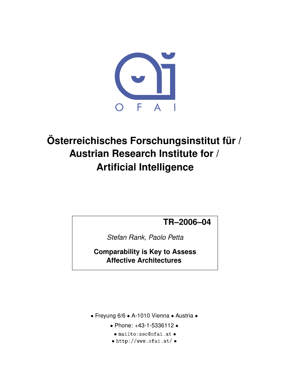 Österreichisches Forschungsinstitut Für / Austrian Research Institute for / Artiﬁcial Intelligence