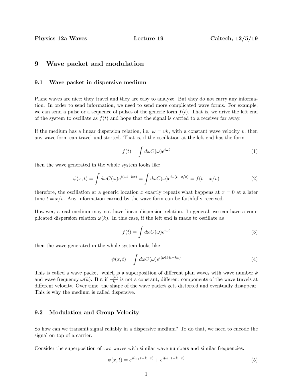 9 Wave Packet and Modulation