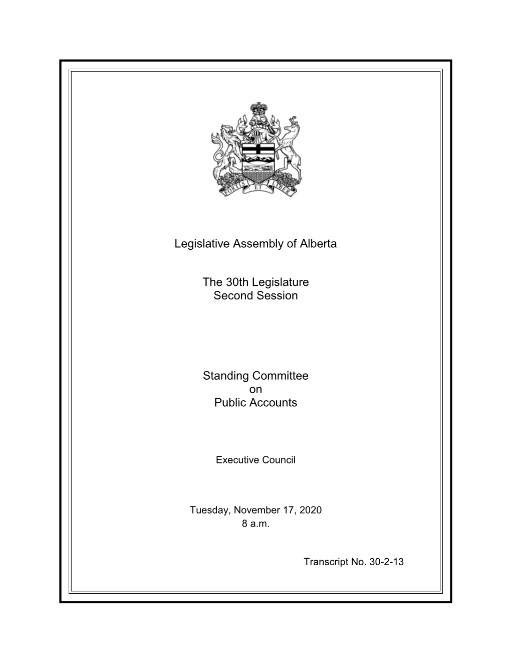 Legislative Assembly of Alberta the 30Th Legislature Second Session