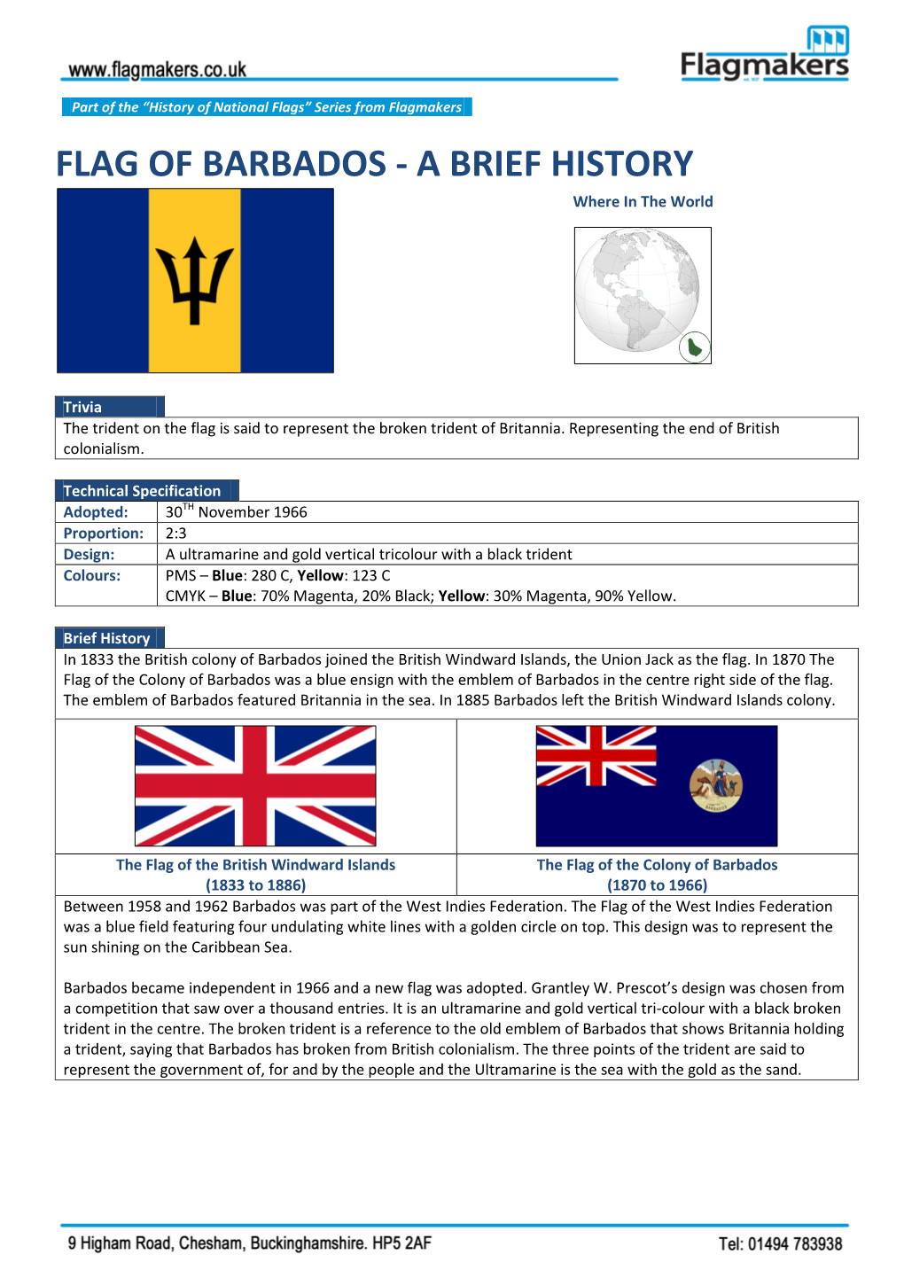 FLAG of BARBADOS - a BRIEF HISTORY Where in the World