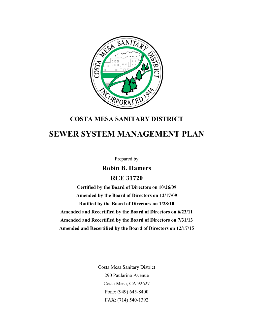 Sewer System Management Plan