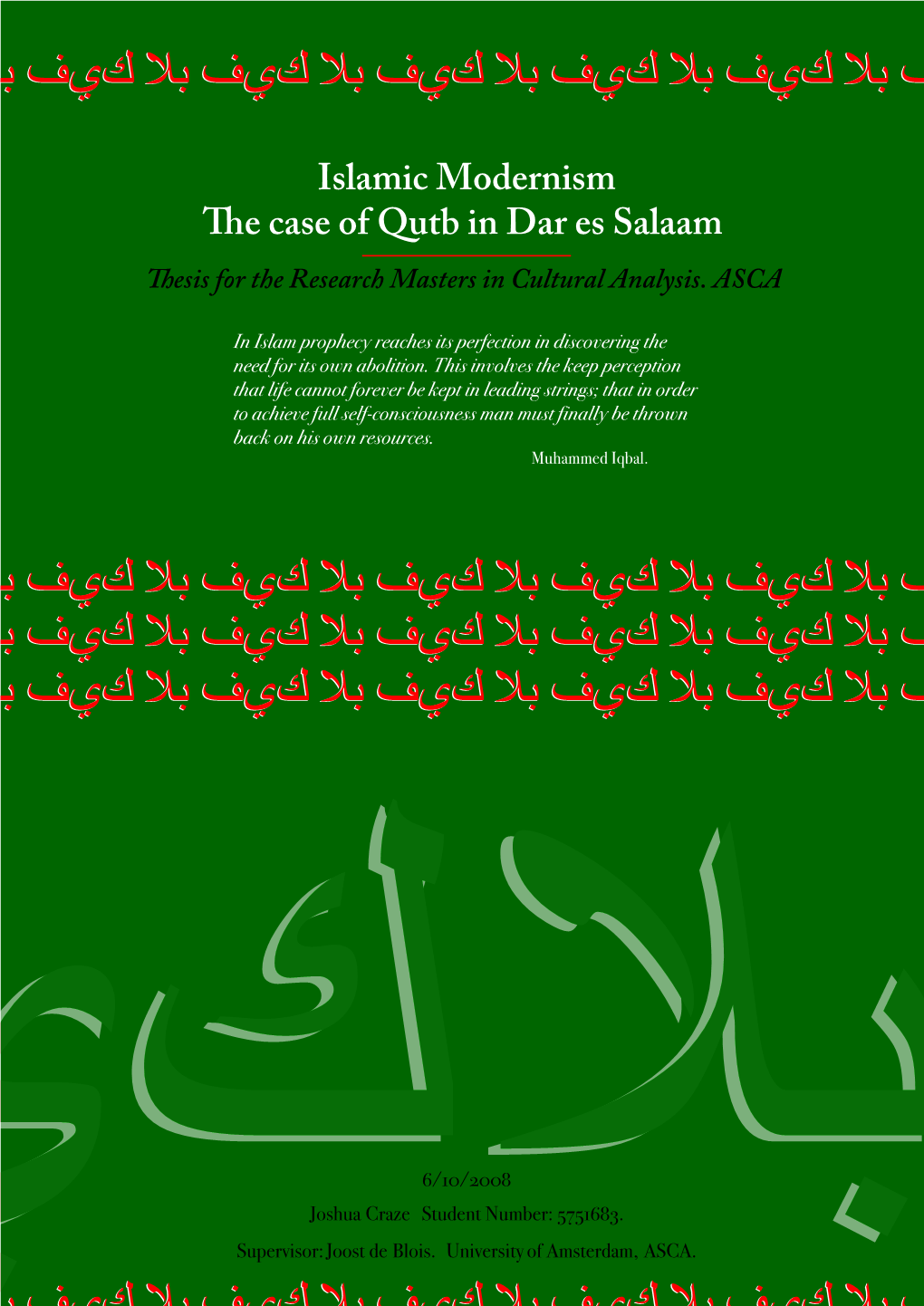 Islamic Modernism: the Case of Qutb in Dar Es Salaam