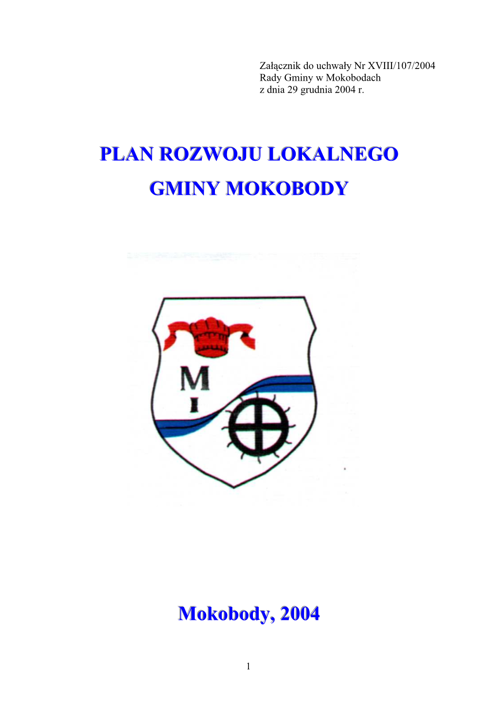 PLAN ROZWOJU LOKALNEGO GMINY MOKOBODY Do