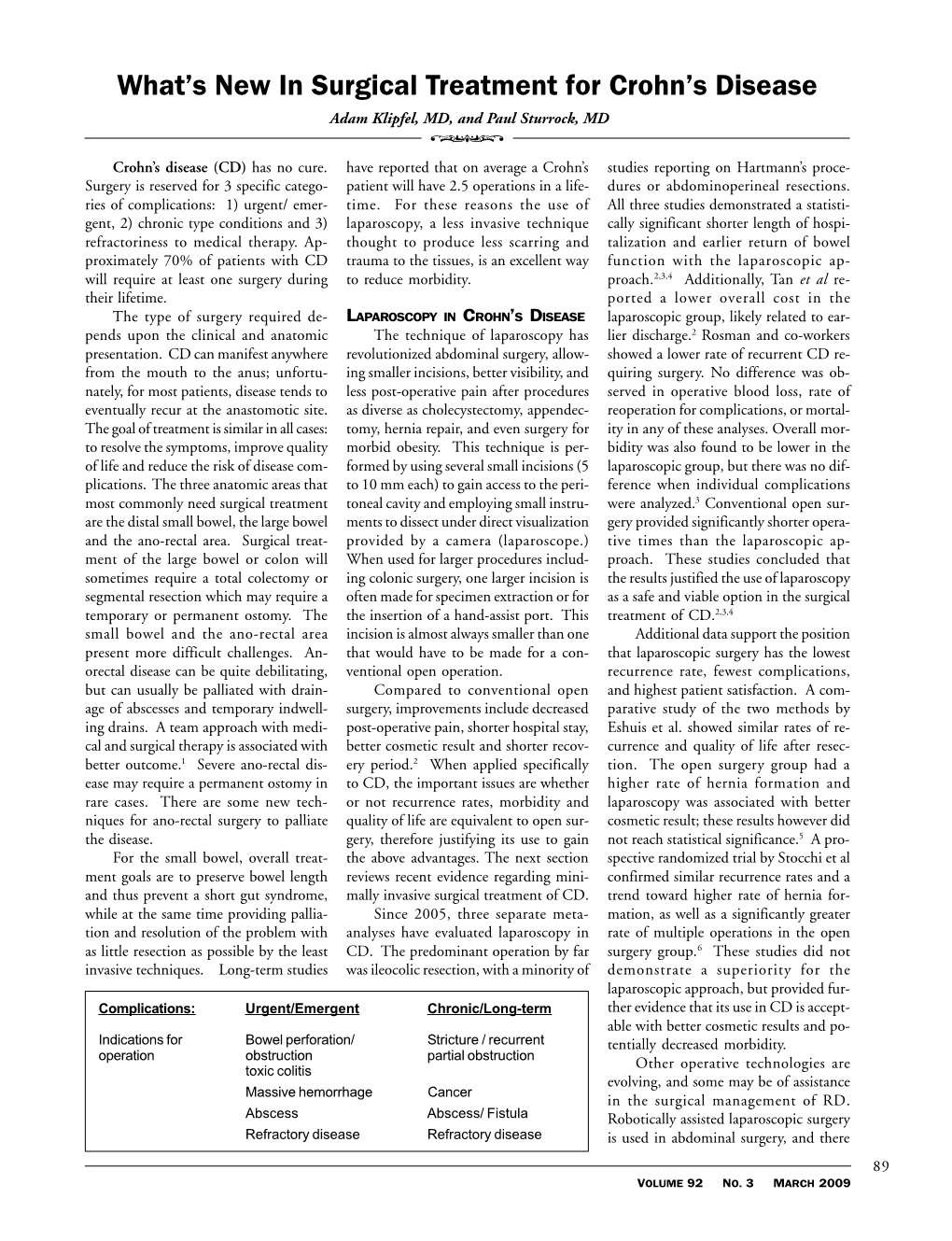 What's New in Surgical Treatment for Crohn's Disease