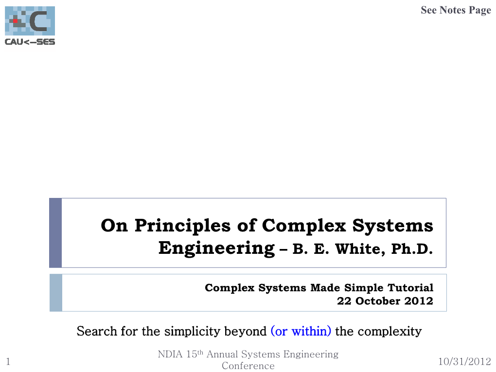 On Principles of Complex Systems Engineering – B