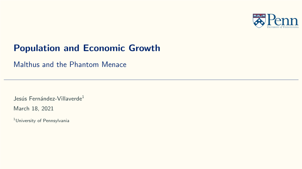 Malthus: Population and Economic Growth