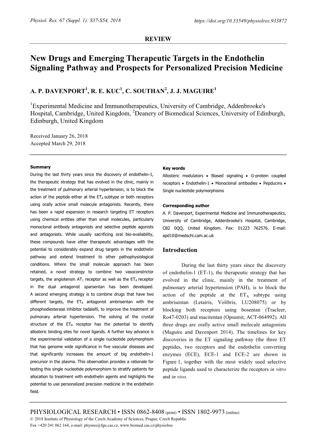 New Drugs and Emerging Therapeutic Targets in the Endothelin Signaling Pathway and Prospects for Personalized Precision Medicine