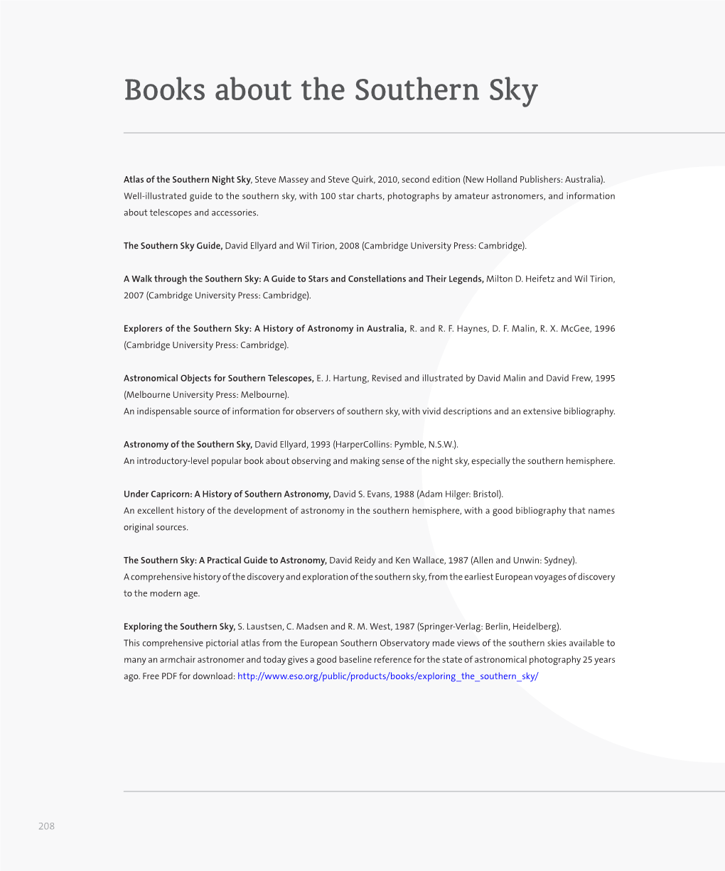 Books About the Southern Sky