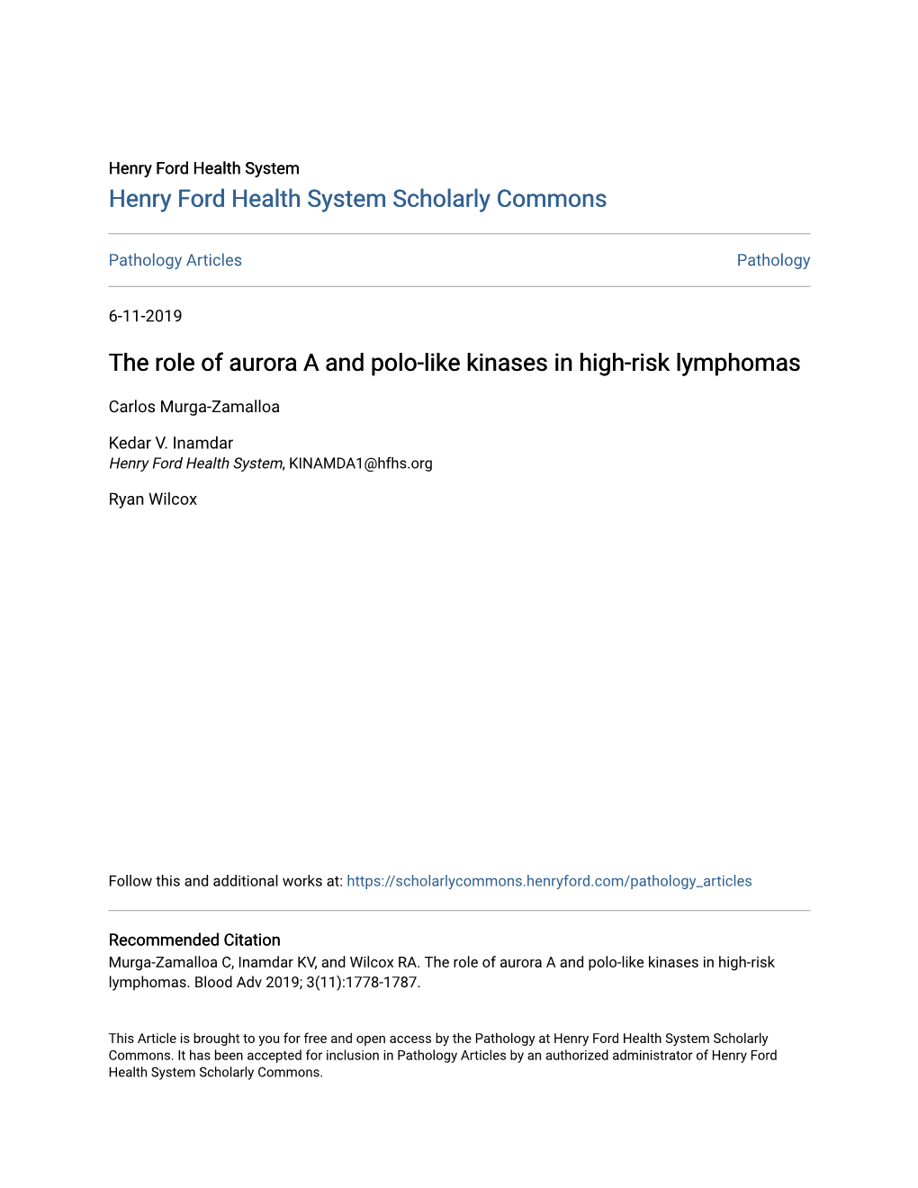 The Role of Aurora a and Polo-Like Kinases in High-Risk Lymphomas