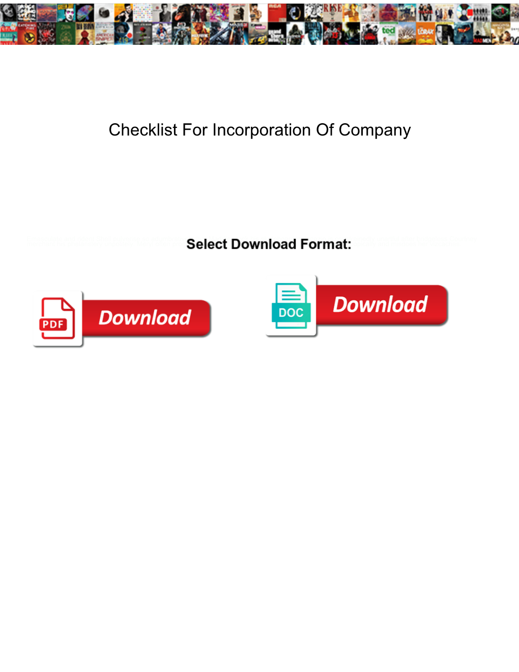 Checklist for Incorporation of Company