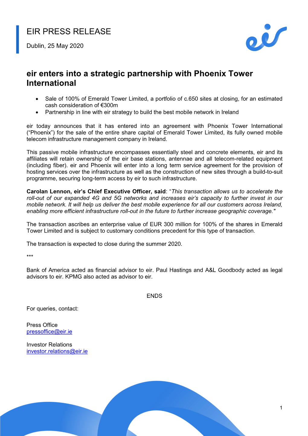 Strategic Partnership with Phoenix Tower International