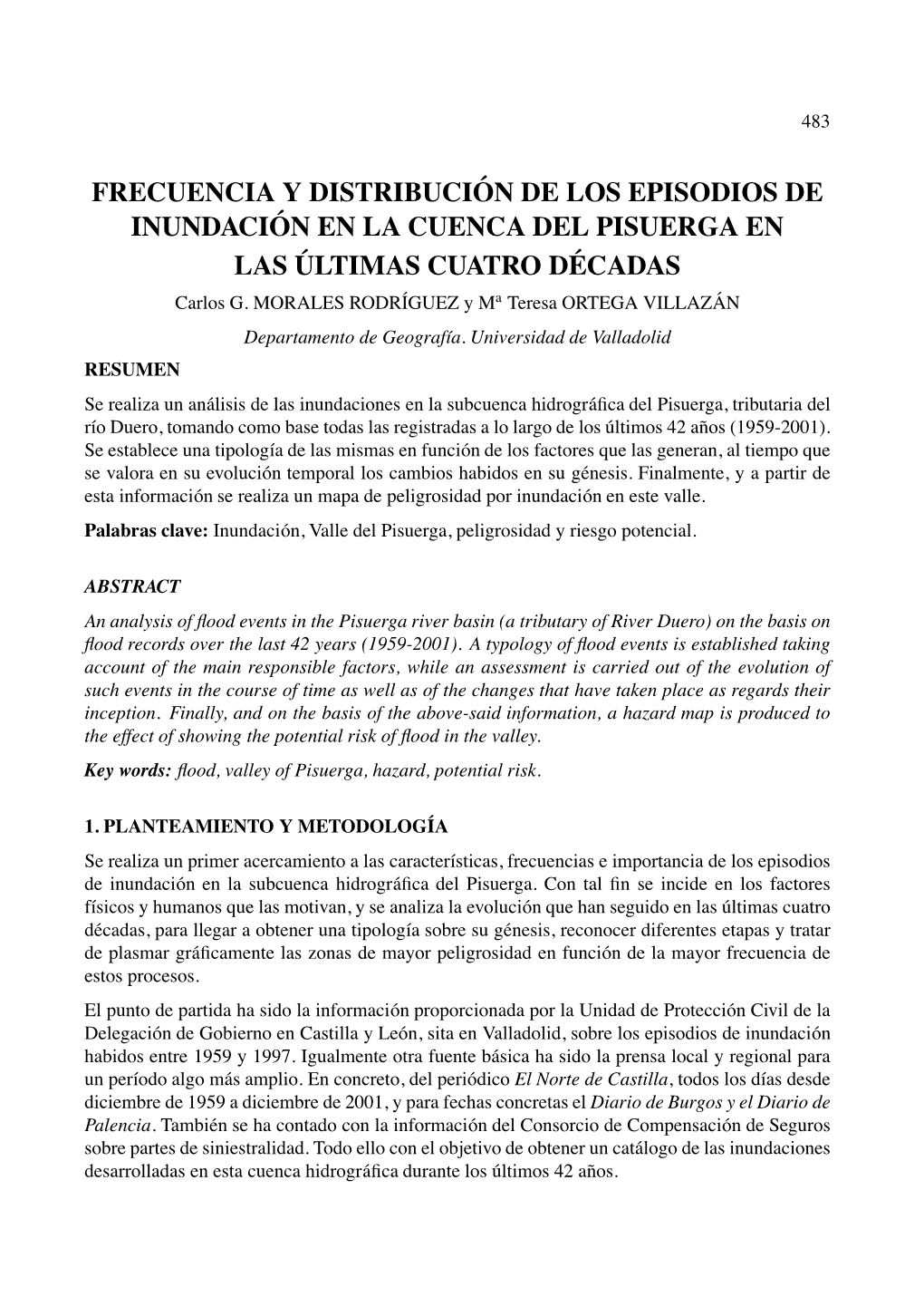 Frecuencia Y Distribución De Los Episodios De Inundación En La