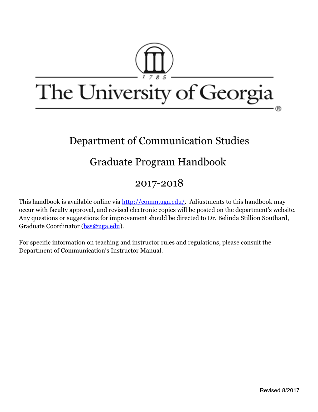 UGA Department of Communication Studies Graduate Program Handbook 52