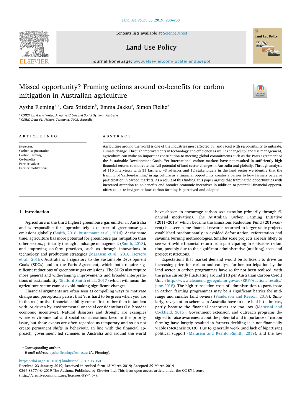 Framing Actions Around Co-Benefits for Carbon Mitigation In