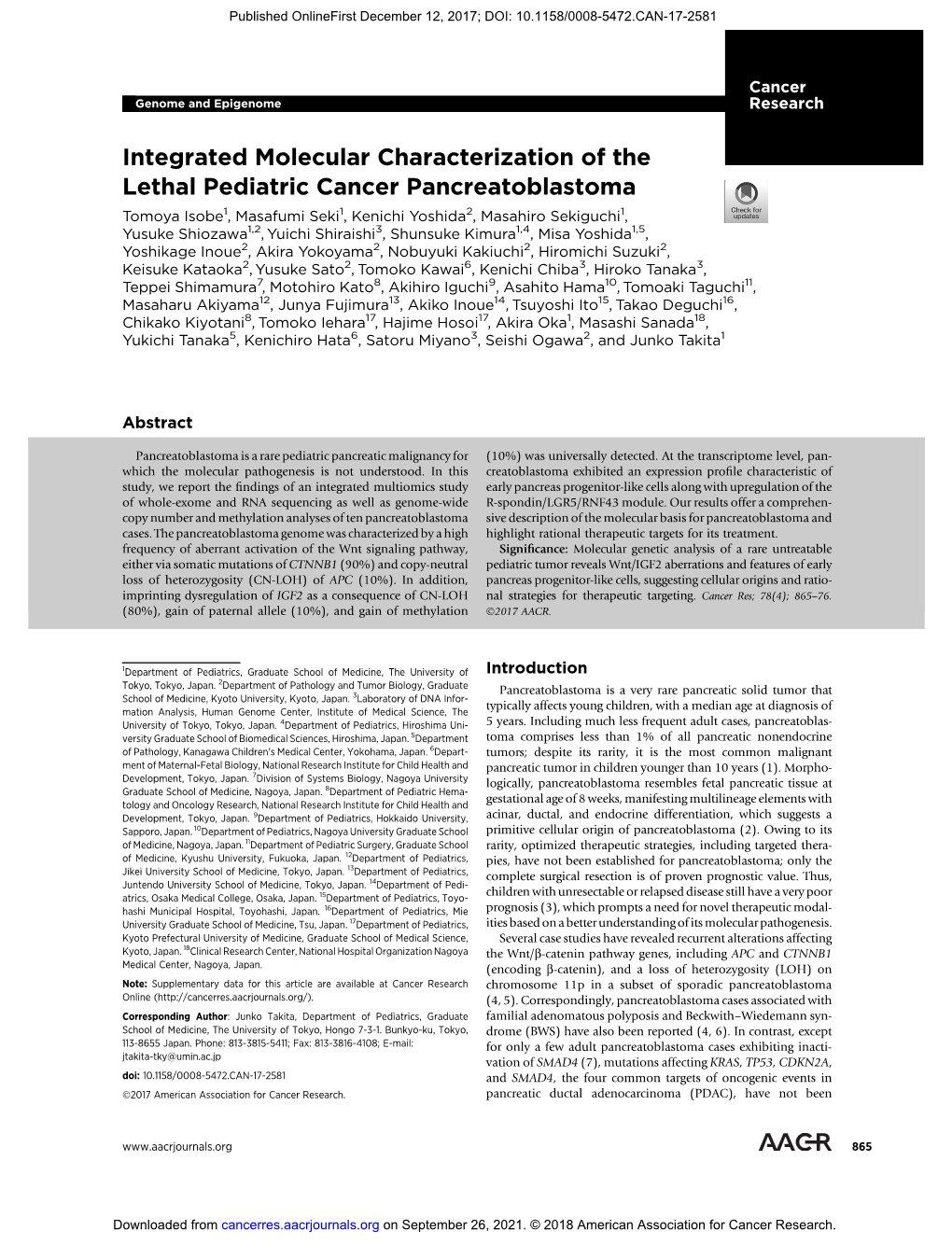 Integrated Molecular Characterization of the Lethal