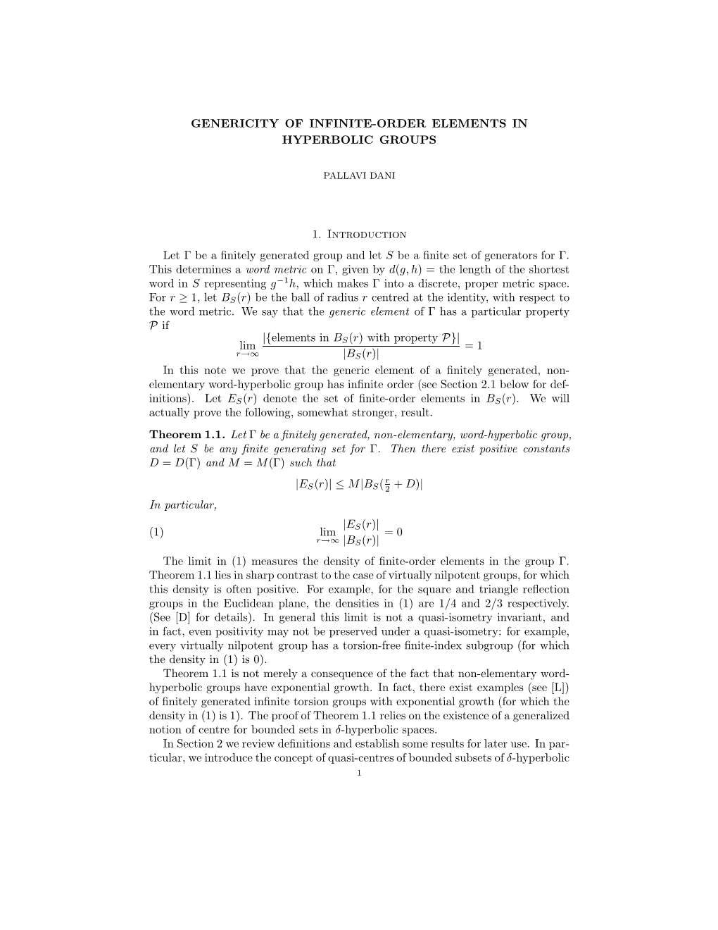 Genericity of Infinite-Order Elements in Hyperbolic Groups