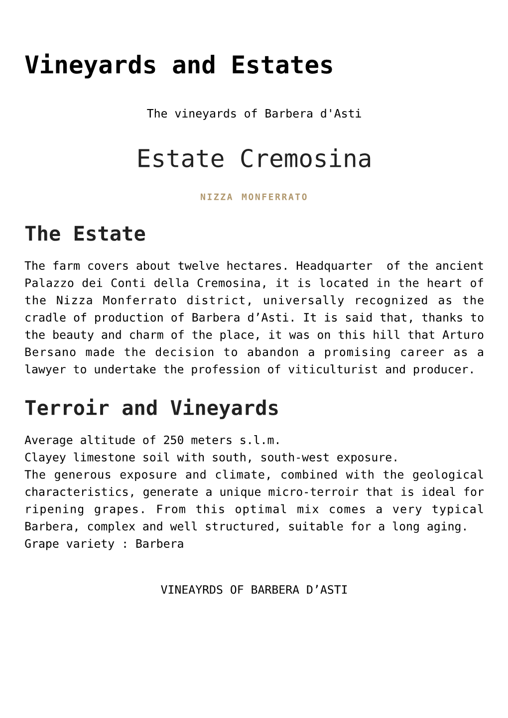 Vineyards and Estates