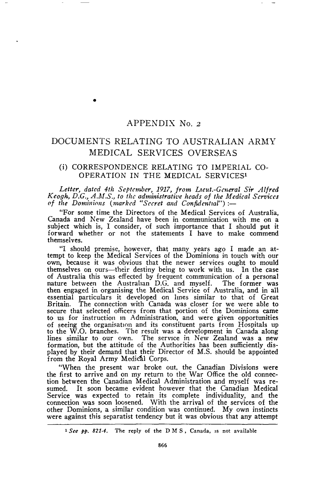 Documents Relating to Australian Army Medical