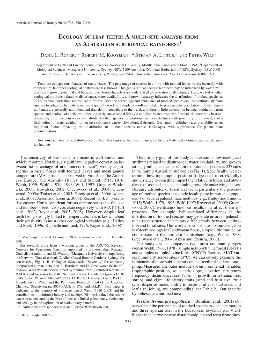 Ecology of Leaf Teeth