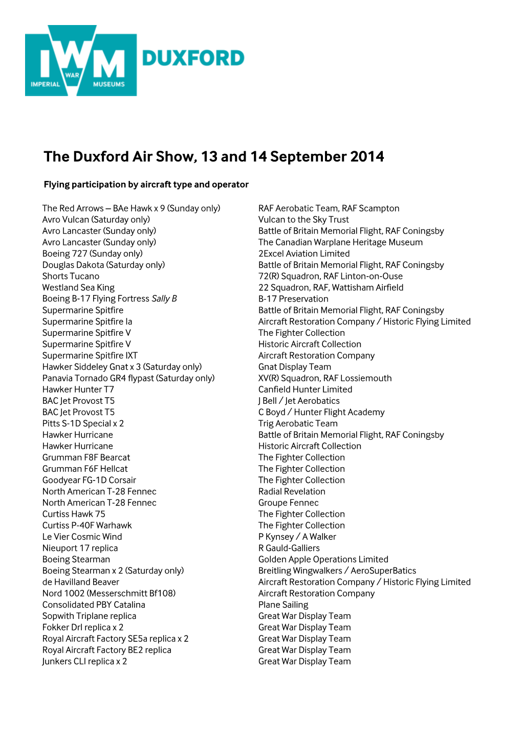 The Duxford Air Show, 13 and 14 September 2014