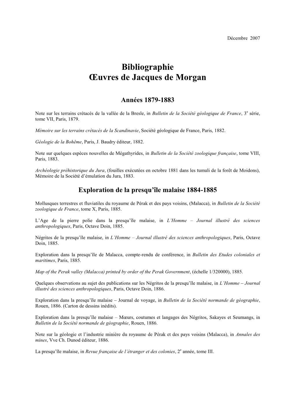 Bibliographie Œuvres De Jacques De Morgan