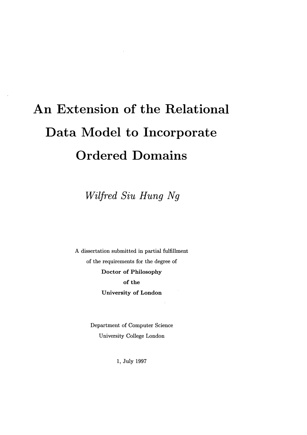 An Extension of the Relational Data Model to Incorporate Ordered Domains