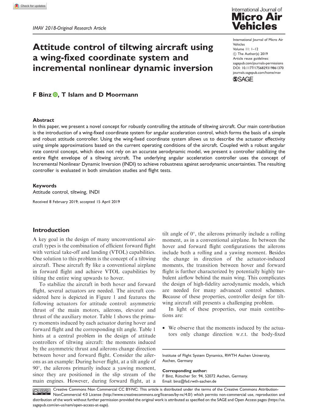 Attitude Control of Tiltwing Aircraft Using a Wing-Fixed Coordinate System and Incremental Nonlinear Dynamic Inversion