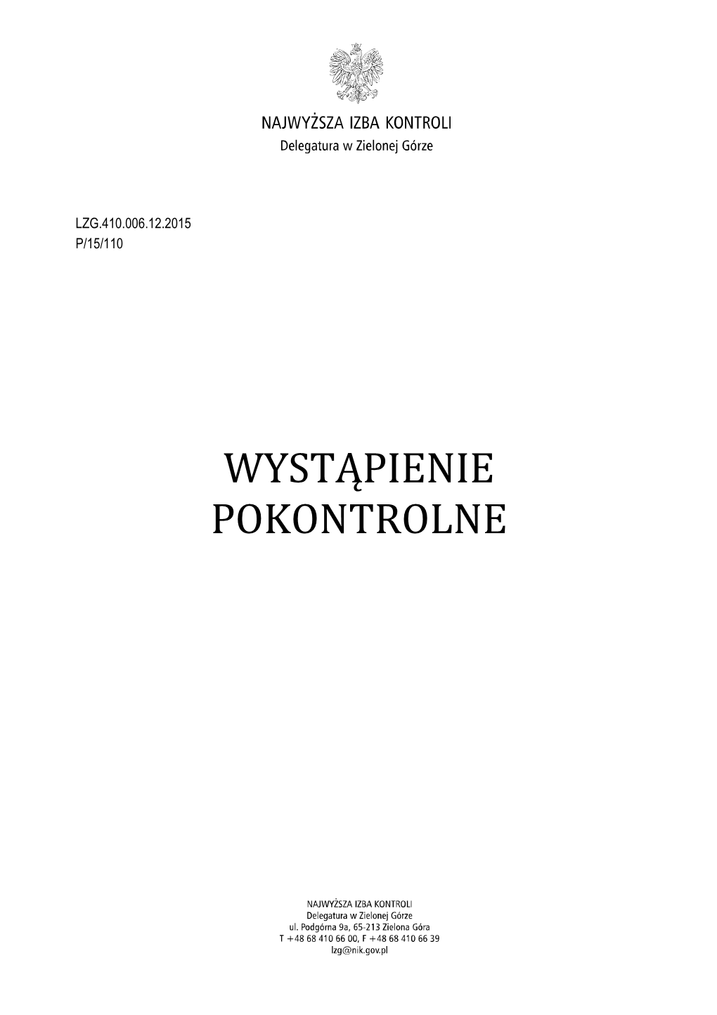 Wystąpienie Pokontrolne