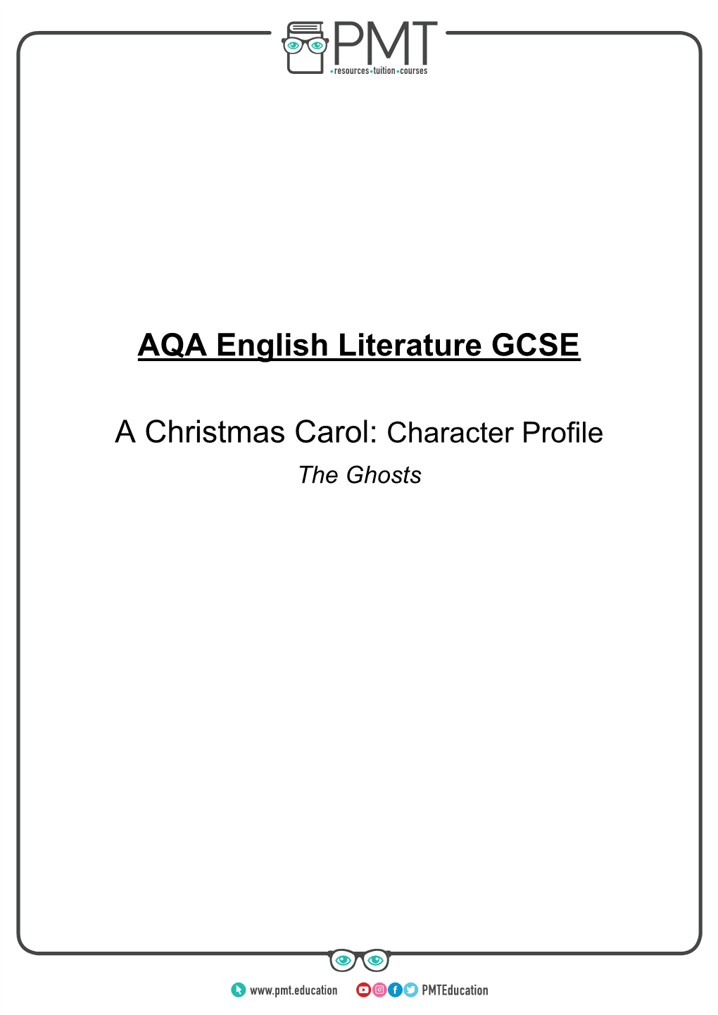 A Christmas Carol: Character Profile ​ the Ghosts