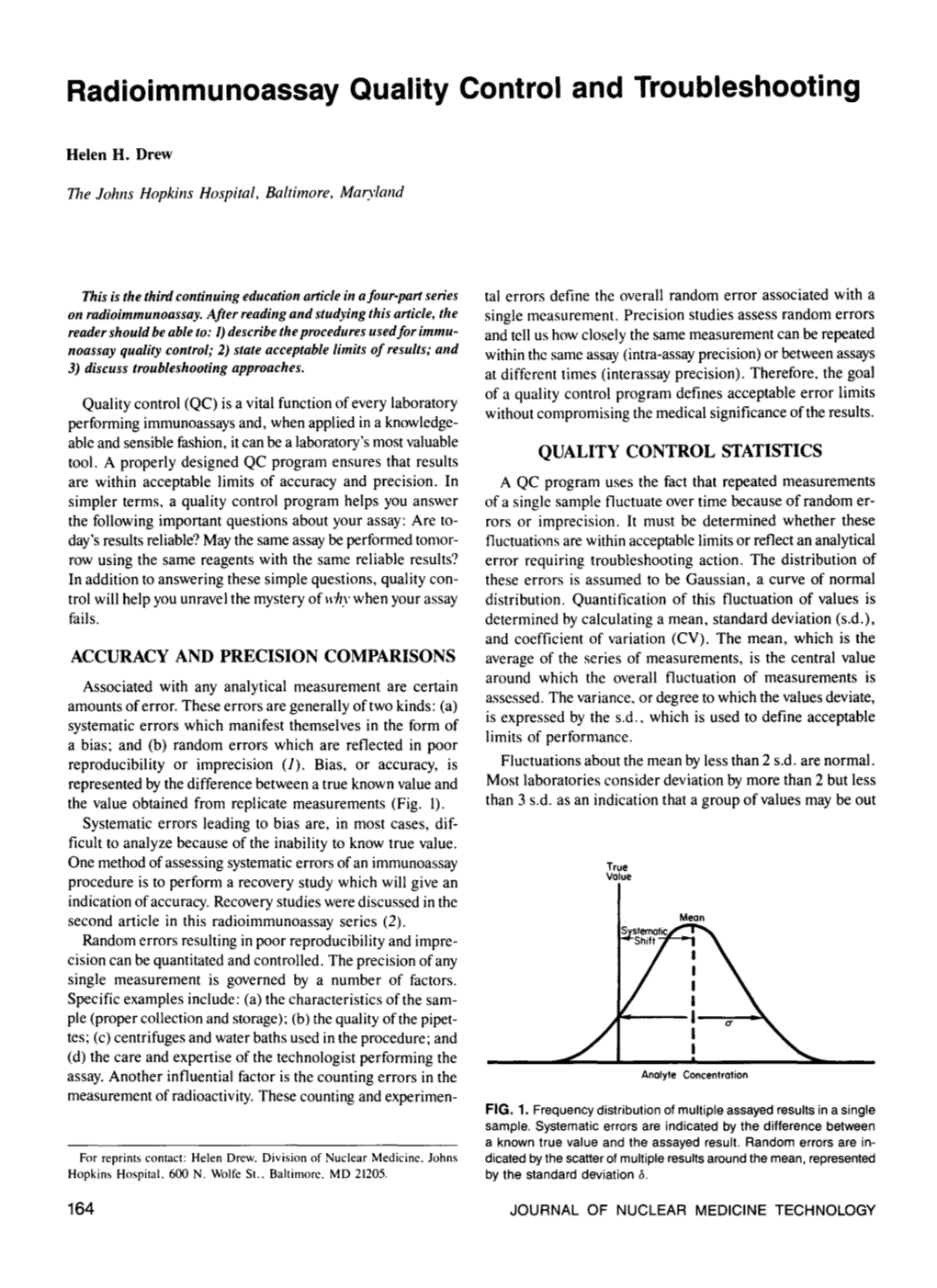 Radioimmunoassay Quality Control and Troubleshooting