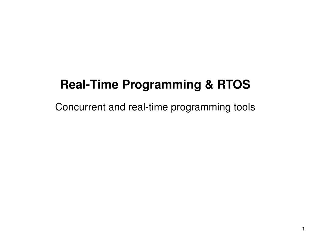Real-Time Systems I Typical Architecture of Embedded Real-Time System