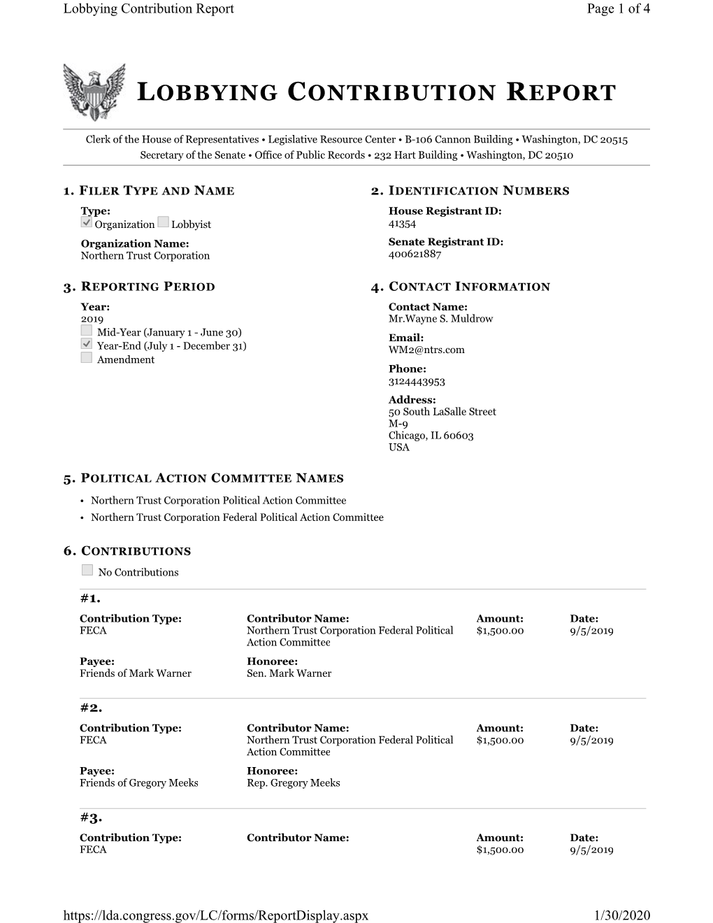Lobbying Contribution Report Page 1 of 4