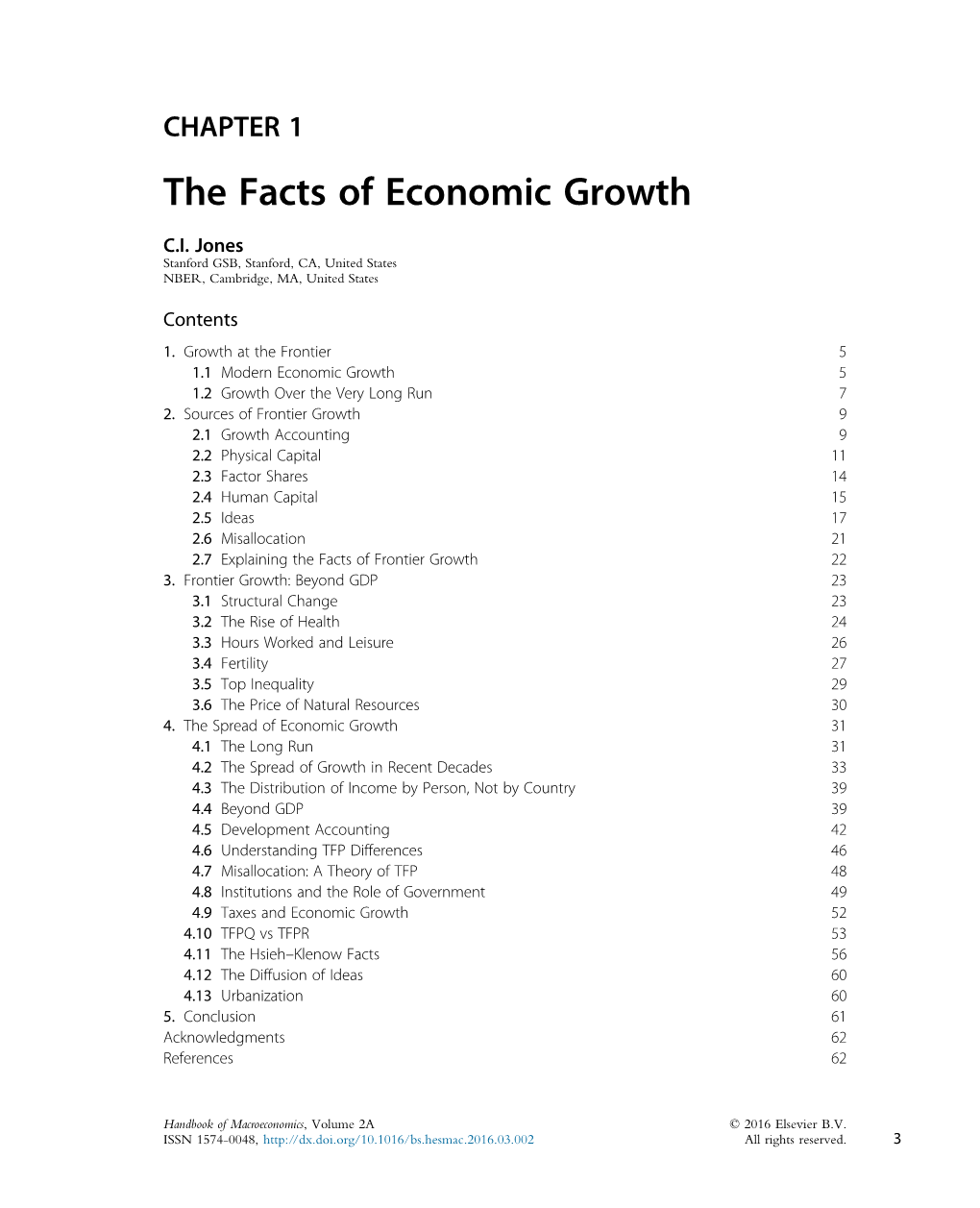 CHAPTER 1 the Facts of Economic Growth