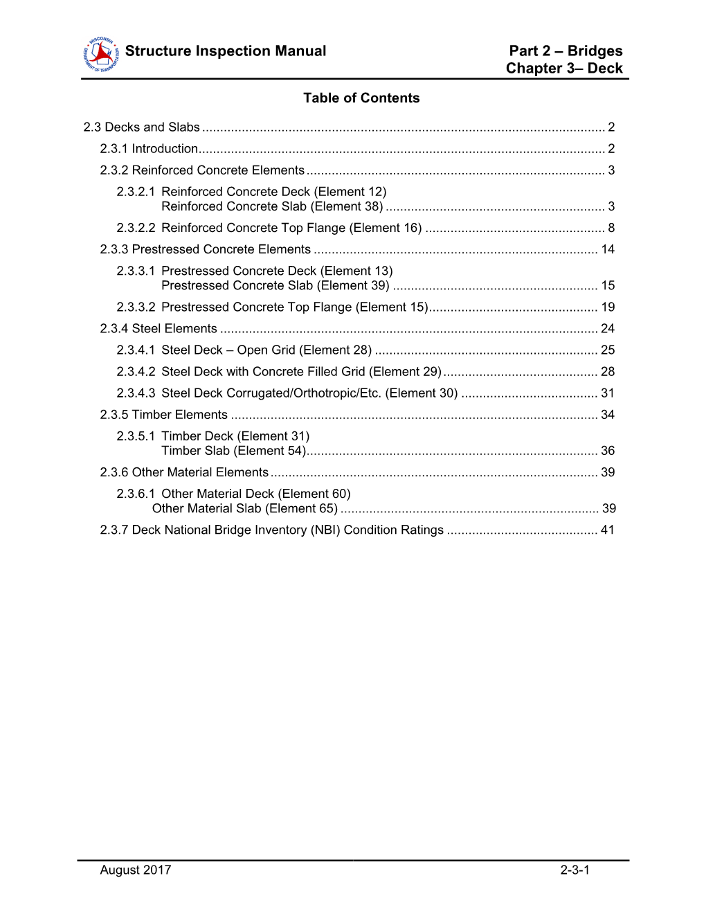 Wisdot Structure Inspection Manual