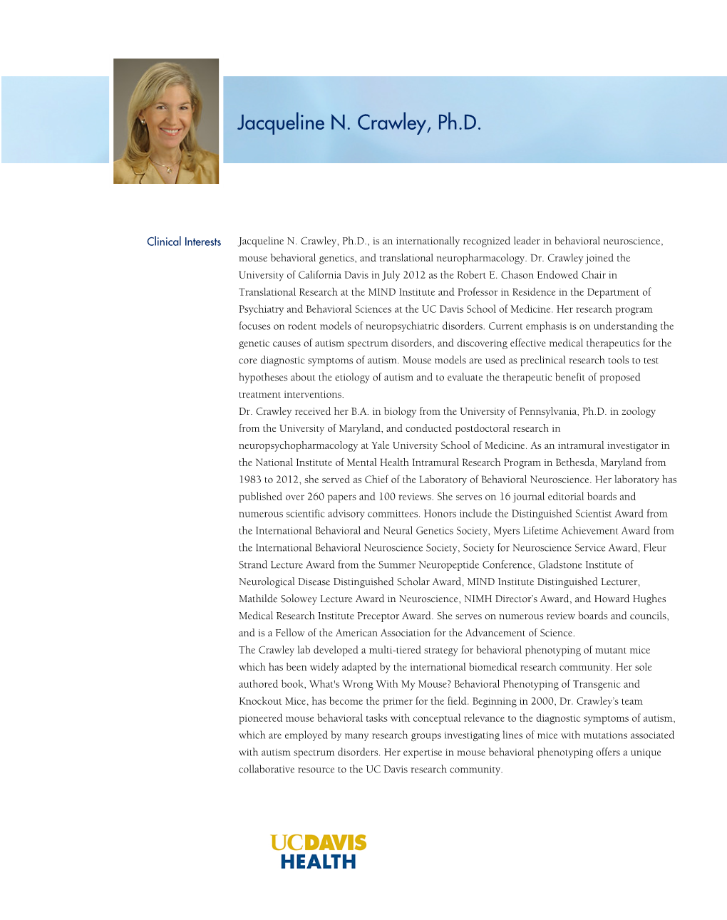 Jacqueline N. Crawley, Ph.D