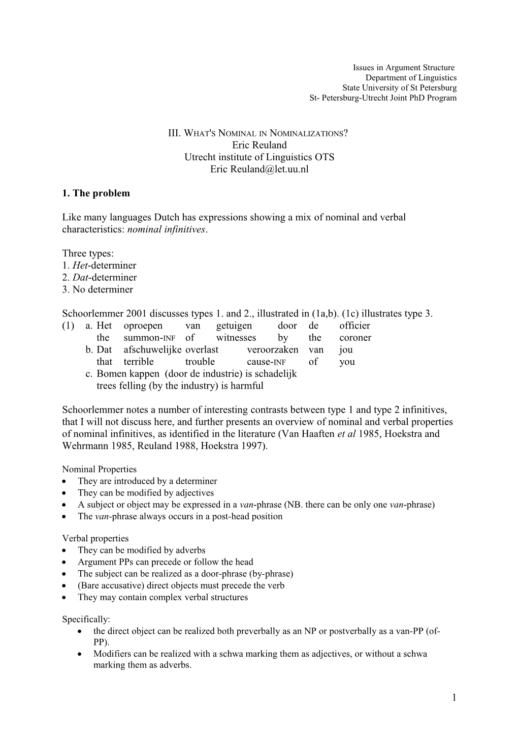 Workshop on Nominalization