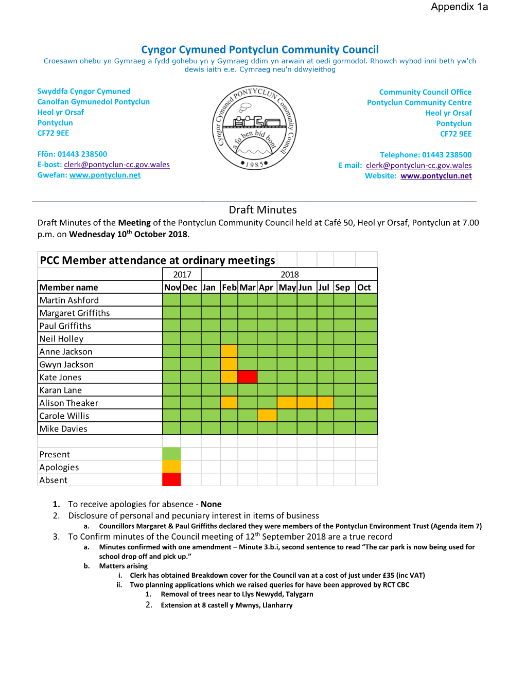 Supporting Papers Council Meeting Nov 2018