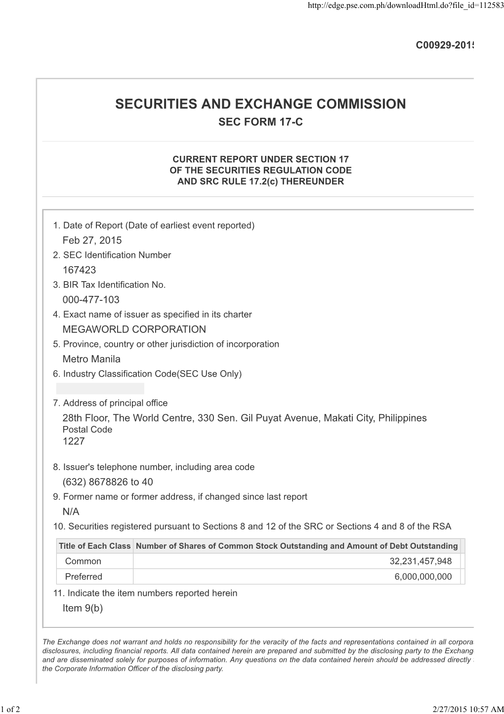 Sec Form 17-C