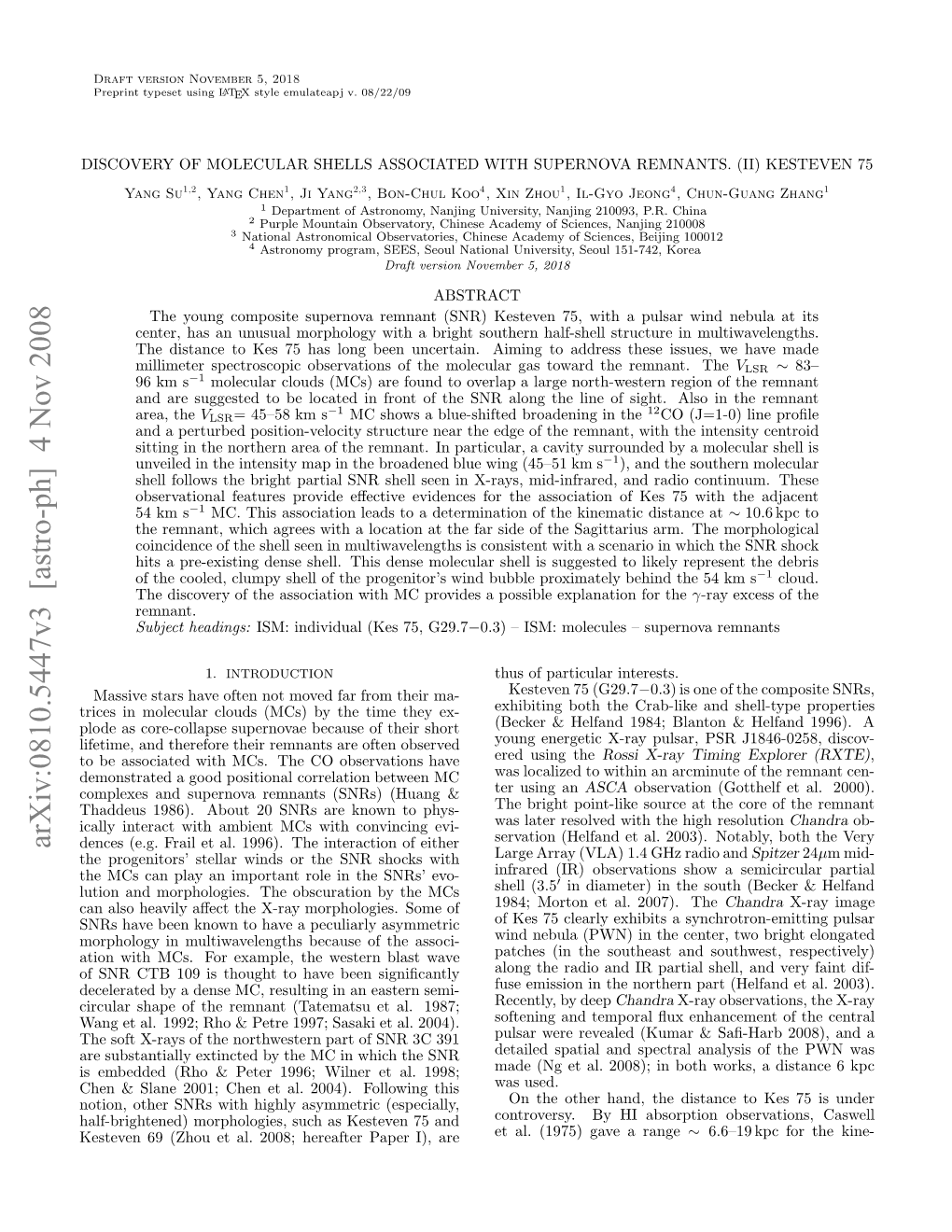 Arxiv:0810.5447V3 [Astro-Ph] 4 Nov 2008 Etvn6 Zo Ta.20;Hratrppri,Are I), Paper Hereafter 2008; Al