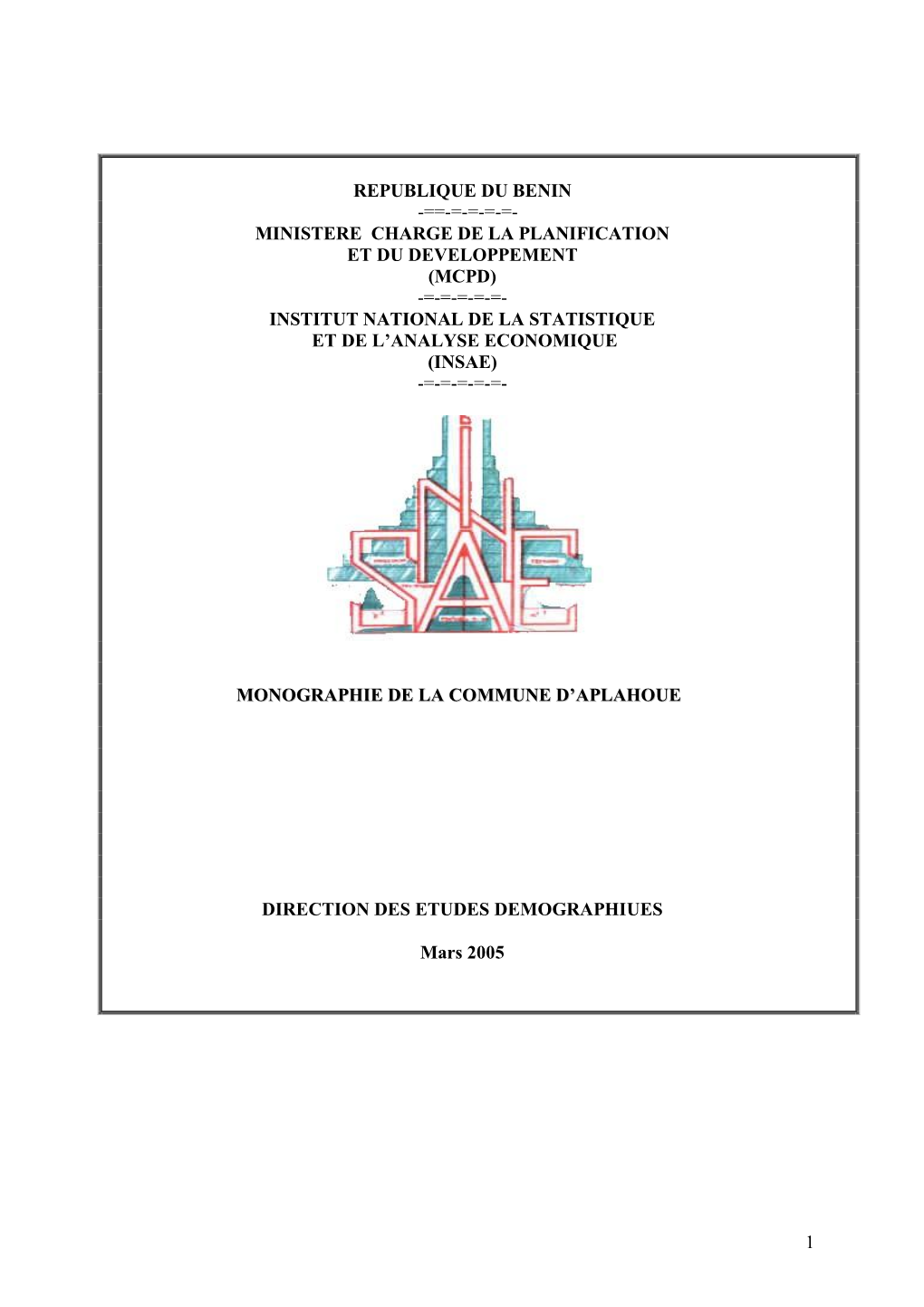 Plan De Redaction De La Monographie Des Communes