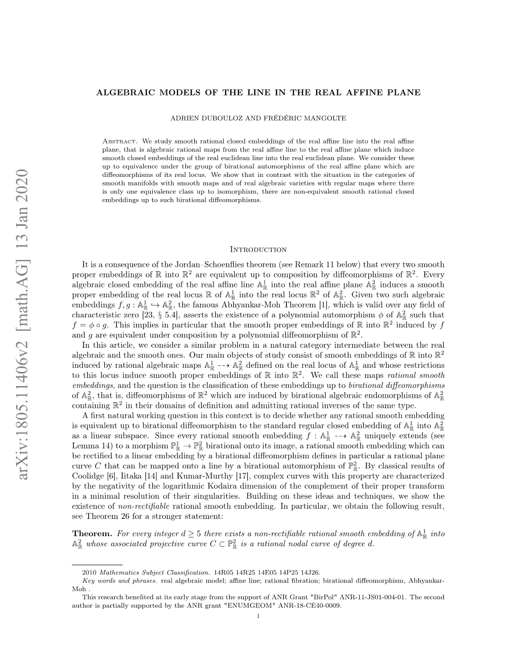 Algebraic Models of the Line in the Real Affine Plane