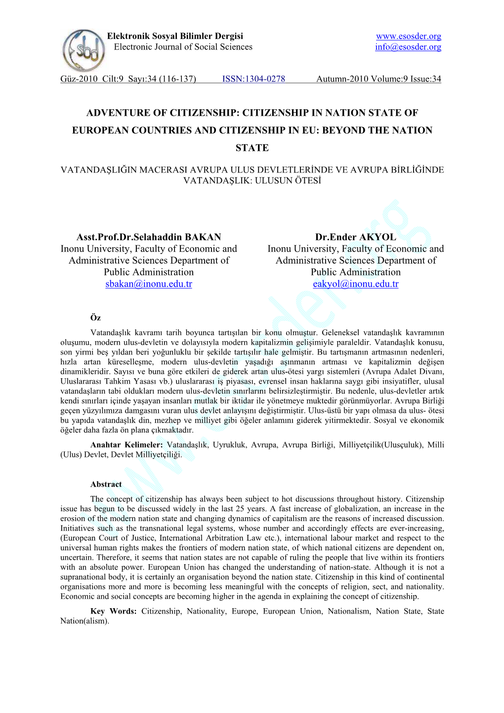 Citizenship in State Nation of European Countries And