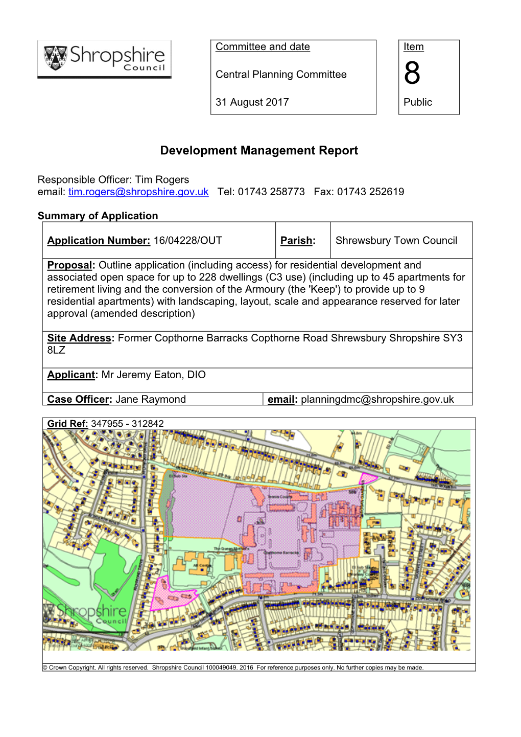 Item 8. 16 04228 out Copthorne Barracks, Item